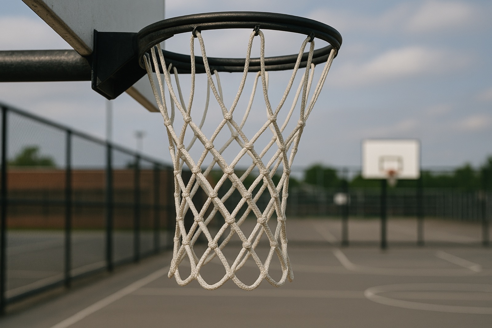 Panier de basketball sur un terrain extérieur